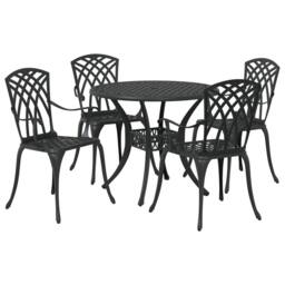 Berkfield Home 5-Piece Garden Dining Set - Black Cast Aluminum - thumbnail 7