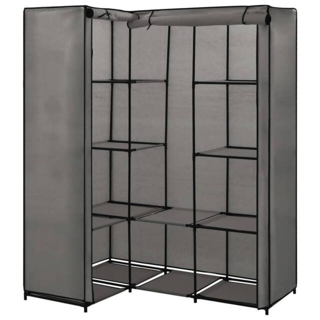 Berkfield Home Corner Wardrobe Grey 130x87x169 cm - Size: 130 x 87 x 169 cm - image 1