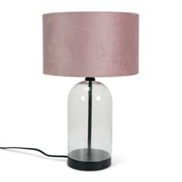 ValueLights Jessy Black Glass Table Lamp With Blush Pink Velvet Shade - thumbnail 2