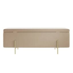 Wyld Haus Elowen Rectangle Storage Ottoman Bench Cream Velvet Brushed Gold Legs in Beige - thumbnail 3