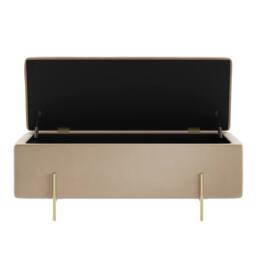 Wyld Haus Elowen Rectangle Storage Ottoman Bench Cream Velvet Brushed Gold Legs in Beige - thumbnail 6