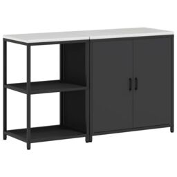 Berkfield Home with Shelf with Storage with Door Adjustable 2 pcs Black Cold-rolled steel - thumbnail 2