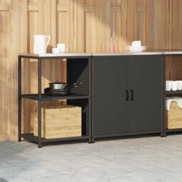Berkfield Home with Shelf with Storage with Door Adjustable 2 pcs Black Cold-rolled steel - thumbnail 4