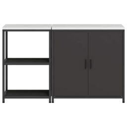 Berkfield Home with Shelf with Storage with Door Adjustable 2 pcs Black Cold-rolled steel - thumbnail 8