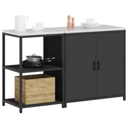 Berkfield Home with Shelf with Storage with Door Adjustable 2 pcs Black Cold-rolled steel - thumbnail 3