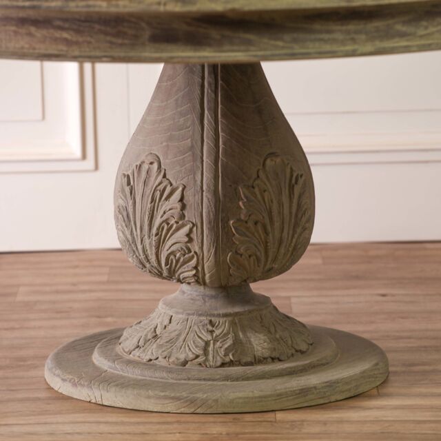 Glasstone Rustic Washed 150cm Round Acorn Dining Table in Light Brown - image 1