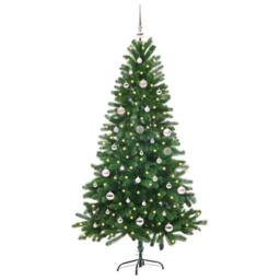 Berkfield Home Realistic Christmas Tree with 150 LEDs with Stand Green 150 cm PE - thumbnail 3