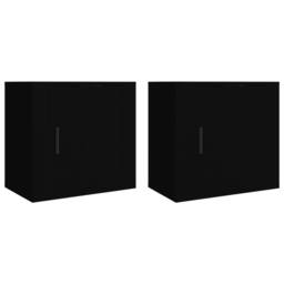 Berkfield Home Wall-mounted Bedside Cabinets 2 pcs Black 50x30x47 cm - Size: 50 x 30 x 47 cm - thumbnail 1
