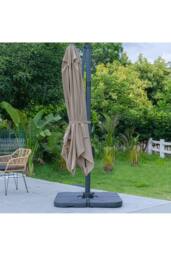 Living and Home 3m W x 3m D Large Square Canopy Rotating Outdoor Cantilever Parasol with Square Base in Taupe - thumbnail 3