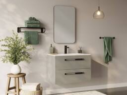 Vente-unique Wall-Hung Vanity Unit With Aluminium Handles - Grey - 80 Cm - FELNA
