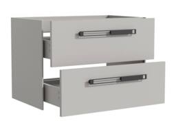 Vente-unique Wall-Hung Vanity Unit With Aluminium Handles - Grey - 80 Cm - FELNA - thumbnail 6