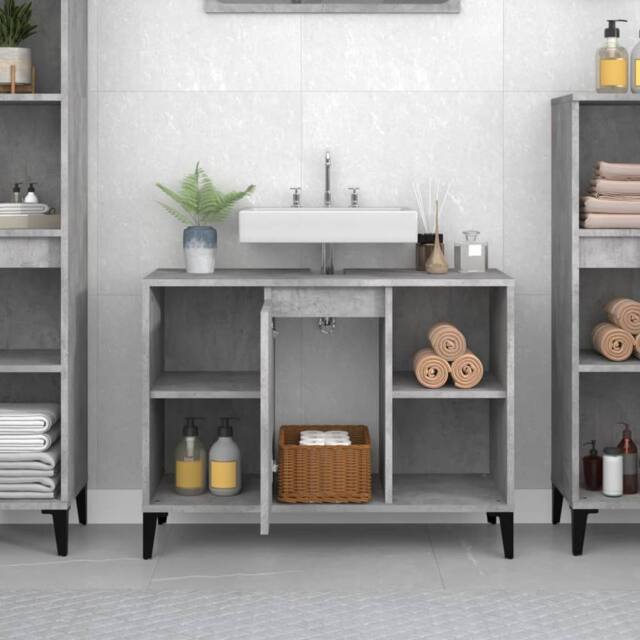 Berkfield Home Sink Cabinet Concrete Grey 80x33x60 cm Engineered Wood - Size: 80 x 33 x 60 cm - image 1