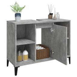 Berkfield Home Sink Cabinet Concrete Grey 80x33x60 cm Engineered Wood - Size: 80 x 33 x 60 cm - thumbnail 5