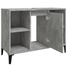 Berkfield Home Sink Cabinet Concrete Grey 80x33x60 cm Engineered Wood - Size: 80 x 33 x 60 cm - thumbnail 7