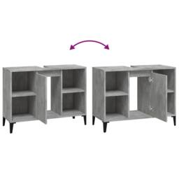 Berkfield Home Sink Cabinet Concrete Grey 80x33x60 cm Engineered Wood - Size: 80 x 33 x 60 cm - thumbnail 9