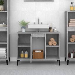 Berkfield Home Sink Cabinet Concrete Grey 80x33x60 cm Engineered Wood - Size: 80 x 33 x 60 cm