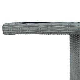 Berkfield Home Garden Table Light Grey Poly Rattan & Tempered Glass - thumbnail 4