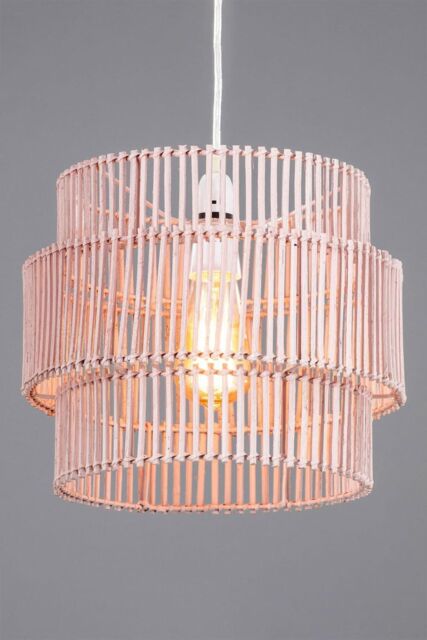BHS Lighting Rattan Easy Fit Light Shade in Pink - image 1