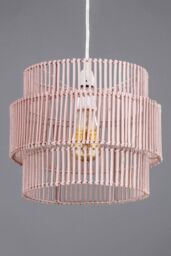 BHS Lighting Rattan Easy Fit Light Shade in Pink - thumbnail 2