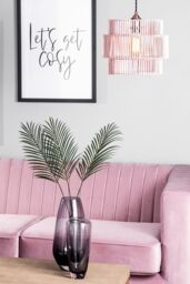 BHS Lighting Rattan Easy Fit Light Shade in Pink - thumbnail 4