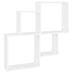 Berkfield Home Wall Cube Shelf White 80x15x78.5 cm Engineered Wood - thumbnail 2
