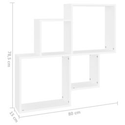 Berkfield Home Wall Cube Shelf White 80x15x78.5 cm Engineered Wood - thumbnail 6