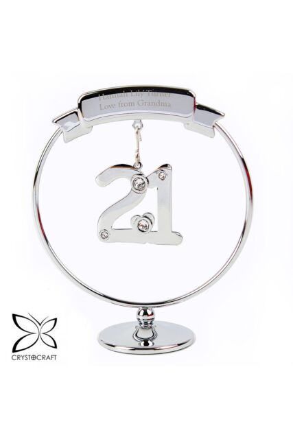 Personalised Memento Company Personalised Crystocraft 21st Celebration Ornament in Metallic Silver - image 1