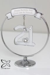 Personalised Memento Company Personalised Crystocraft 21st Celebration Ornament in Metallic Silver - thumbnail 4