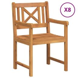Berkfield Home Modern Garden Chairs 8 pcs 56x55.5x90 cm Solid Wood Acacia in Brown - thumbnail 3