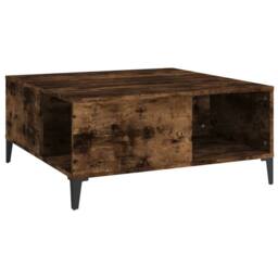 Berkfield Home Sturdy Coffee Table Smoked Oak 80x80x36.5 cm Engineered Wood in Brown - thumbnail 3