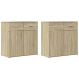 Berkfield Home Sideboards 2 pcs Sonoma Oak 79x38x80 cm Engineered Wood in Light Tan - Size: 79 x 38 x 80 cm - thumbnail 3
