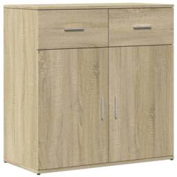 Berkfield Home Sideboards 2 pcs Sonoma Oak 79x38x80 cm Engineered Wood in Light Tan - Size: 79 x 38 x 80 cm - thumbnail 4