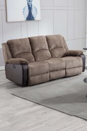 More4Homes Postana 3 Seater Electric High Back Jumbo Cord Fabric Recliner Sofa in Brown