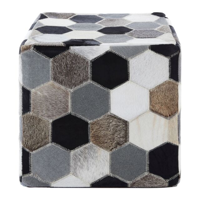 Orsina Safira Leather Patchwork Pouffe - image 1