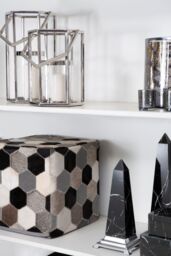 Orsina Safira Leather Patchwork Pouffe - thumbnail 3