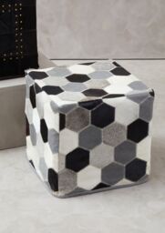 Orsina Safira Leather Patchwork Pouffe - thumbnail 2