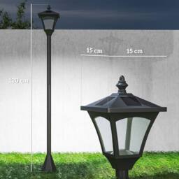 OUTSUNNY Outdoor Garden Solar Light with Base Post Lamp Freestanding IP44 Energy-saving in Black - thumbnail 3