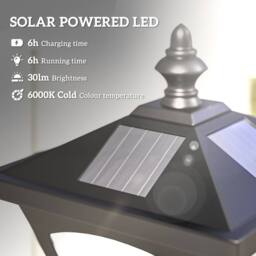 OUTSUNNY Outdoor Garden Solar Light with Base Post Lamp Freestanding IP44 Energy-saving in Black - thumbnail 4