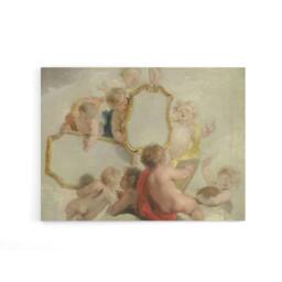 "Artery8 Jacob De Wit Putti With Mirrors Canvas Wall Art Print in Grey - Size: W18"" x H24""" - thumbnail 1