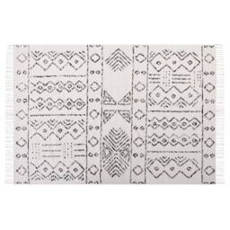 Wyld and Coco Aztec Wool Rug 140 x 200 cm Off-White Black Low Pile in White - Size: 140 cm x 200 cm - thumbnail 3