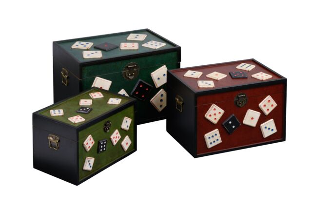 Orsina Set of 3 Dice Design Wooden Storage Trunks, Set of Three Modern Storage Trunks, Big Trunk For Storage - image 1