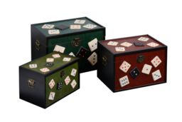 Orsina Set of 3 Dice Design Wooden Storage Trunks, Set of Three Modern Storage Trunks, Big Trunk For Storage - thumbnail 1