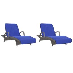 Berkfield Home Beach Towels 2 pcs Royal Blue 75x200 cm Fabric 400 GSM - thumbnail 4