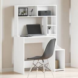 Berkfield Home Desk with Shelves White 100x45x140 cm Engineered Wood - Size: 100 x 45 x 140 cm - thumbnail 3