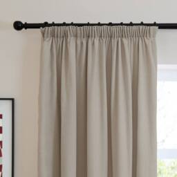 Furn Soft Chenille Blackout Pencil Pleat Curtain Pair in Natural - Size: 117 cm width x 183 cm drop - thumbnail 6