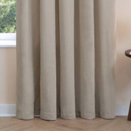 Furn Soft Chenille Blackout Pencil Pleat Curtain Pair in Natural - Size: 117 cm width x 183 cm drop - thumbnail 7
