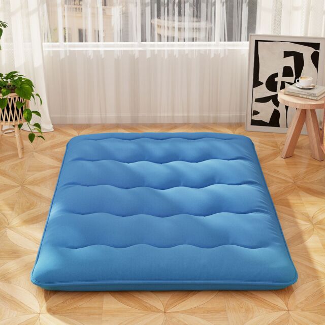Costway 190 x 135 x 10 cm Foldable Tatami Mat Floor Futon Mattress Roll up Sleeping Pad with Washable Cover in Navy