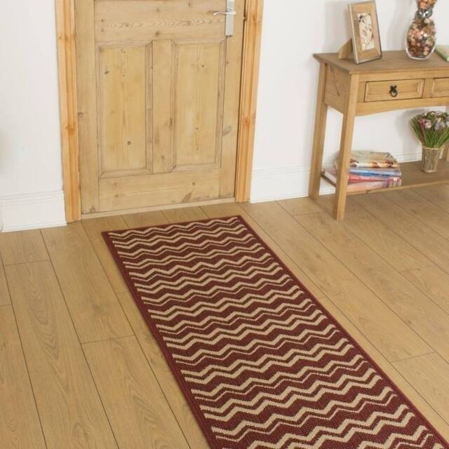 runrug Hallway Carpet Runner Rug - Hardwearing & Durable, 7mm - 'Chevron' in Red - Size: 66 cm x 360 cm - image 1