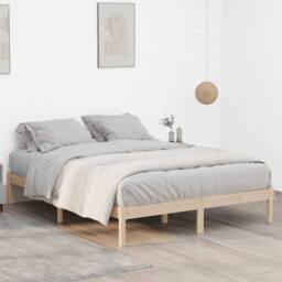 Berkfield Home Beautiful Bed Frame without Mattress 193x203 cm Solid Wood Pine King in Light Oak - thumbnail 4