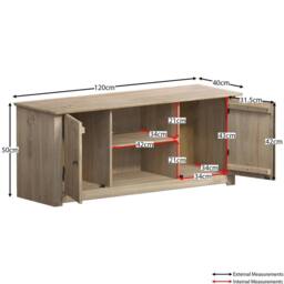 Havendro Flat Screen TV Unit 2 Door 1 Shelf Natural Oak Wax Pine By Home - thumbnail 2